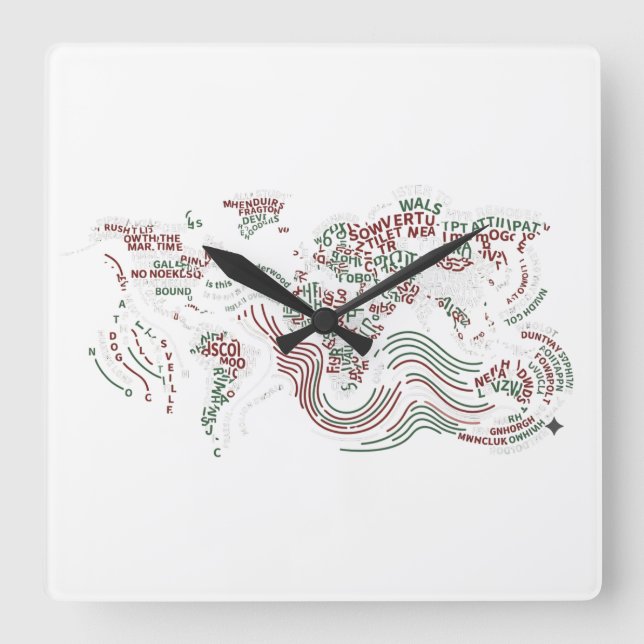 Väggklocka Dekor | Earth typografisk Design (Framsida)