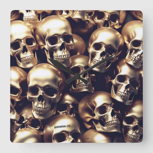 Väggklocka för Guld Döskallar i LYTE (Framsida)