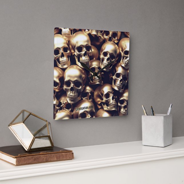 Väggklocka för Guld Döskallar i LYTE (Kontor)