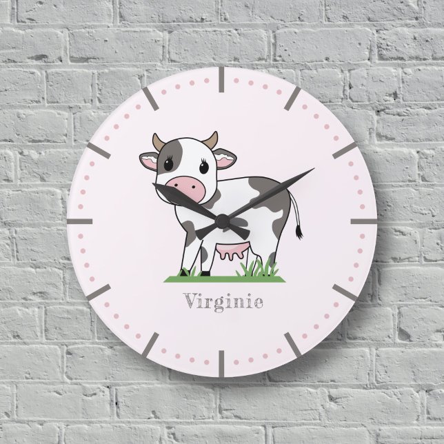 Väggklocka för kugge för kugge (Cute Cow Wall Clock)