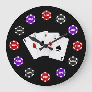 Väggklocka för Poker Chip-spel