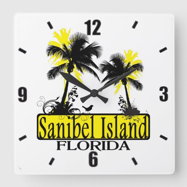 Väggklocka för Sanibel Island Florida handflatan t (Framsida)