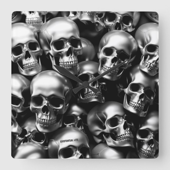 Väggklocka för Silver Döskallar i LYTE (Framsida)