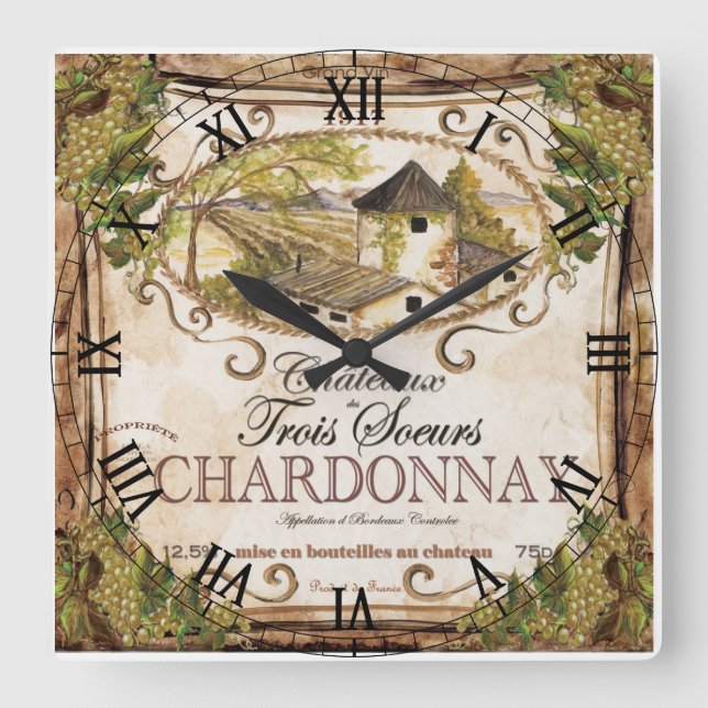 Väggklocka för vintage Vin (Framsida)