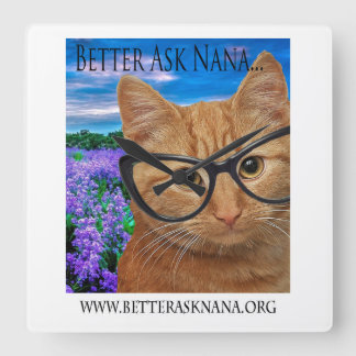 Väggklocka, fråga nana fyrkantig klocka