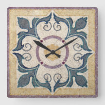 Väggklocka - Fyrkantig Kakeldesign