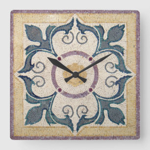 Väggklocka - Fyrkantig Kakeldesign