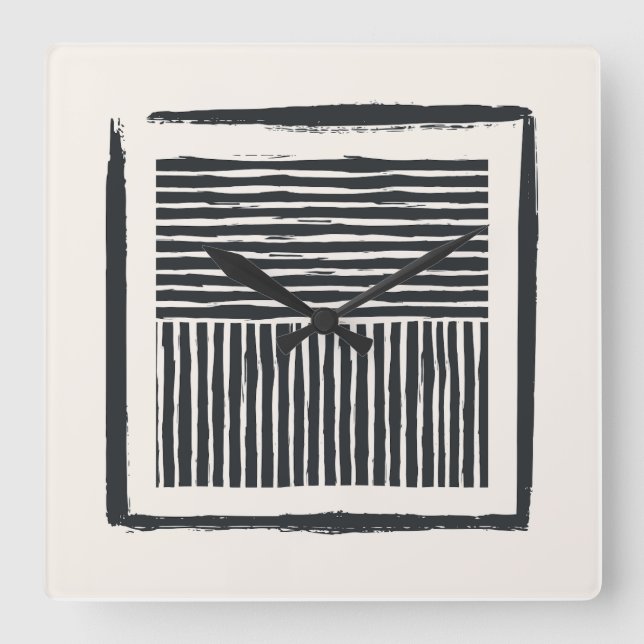 Väggklocka: Gamla linjen Bläck Fyrkantig Klocka (Framsida)