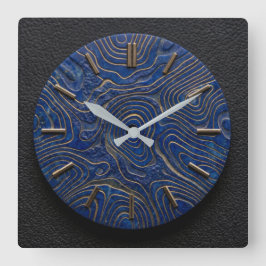 Väggklocka Lapis Lazuli + Guld Design Stil Urskiva