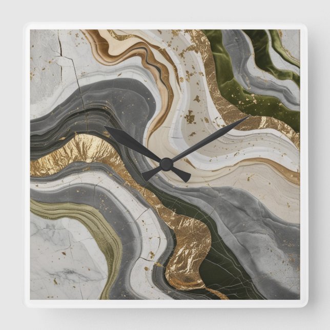 Väggklocka med drömmande grönt marmor (Framsida)