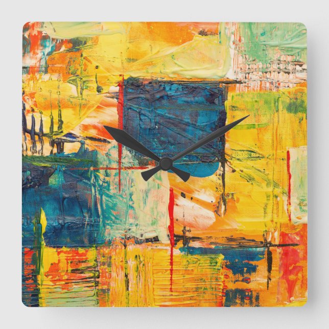 Väggklocka med färgglad abstrakt design (Framsida)