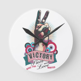 Väggklocka – Victory Peace & Love Pop-Art Design