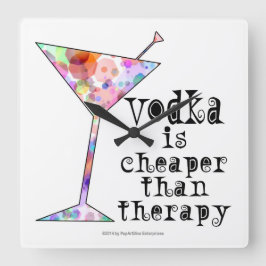 VÄGGKLocka, Vodka är billigare än terapi Fyrkantig Klocka