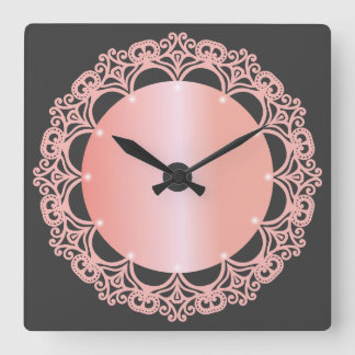 väggklotets prydnadsutseende, rosegold ton fyrkantig klocka