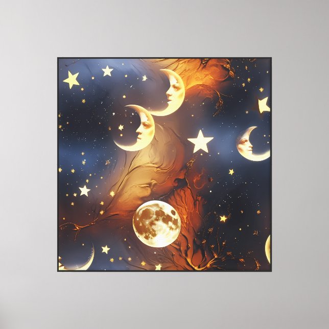 Väggkonst – Drömlik Eldig Orange Celestial Canvast Canvastryck (Framsida)