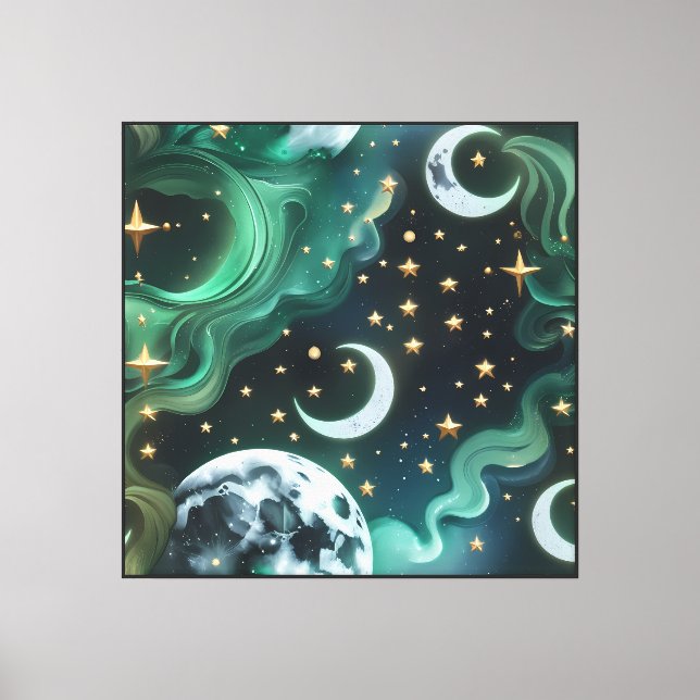Väggkonst – Drömmaraktig smaragd celestial canvast Canvastryck (Framsida)