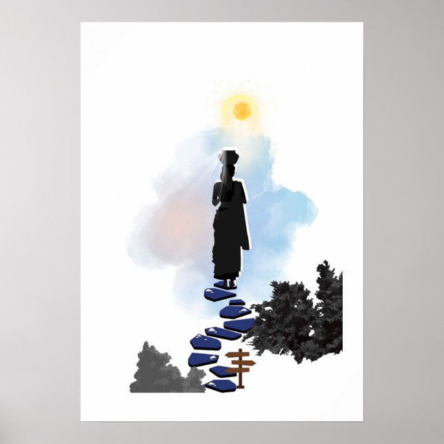 Väggkonst- Ensam flicka på kullen Poster (Framsidan)