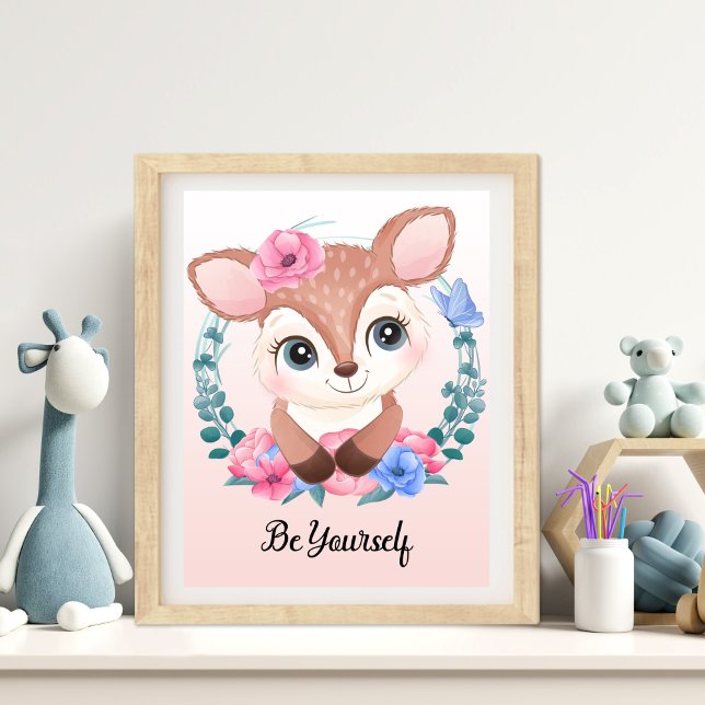 Väggkonst för barnkammare med djur - Var dig själv Fototryck (Be Yourself Animal Nursery Wall Art)