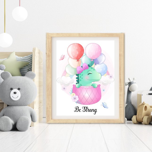 Väggkonst för barnkammare med starka djur fototryck (Be Strong Animal Nursery Wall Art)