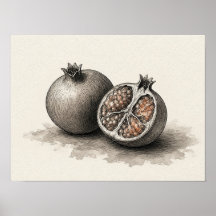 Väggkonst för kök med granatäpple Stilleben Affisc