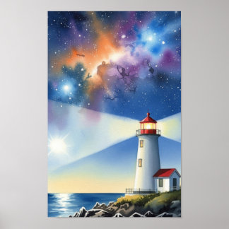 Väggkonst. Lighthouse Island Poster