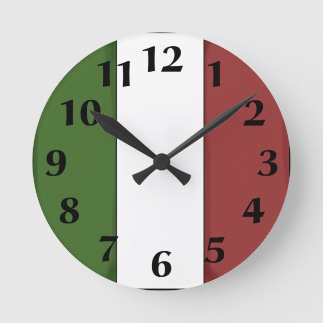 Vägglåda för italienska Flagga Rund Klocka (Framsida)