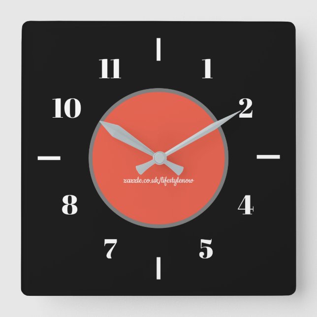Vägglådor - svart bakgrund, modern cirkel fyrkantig klocka (Framsida)