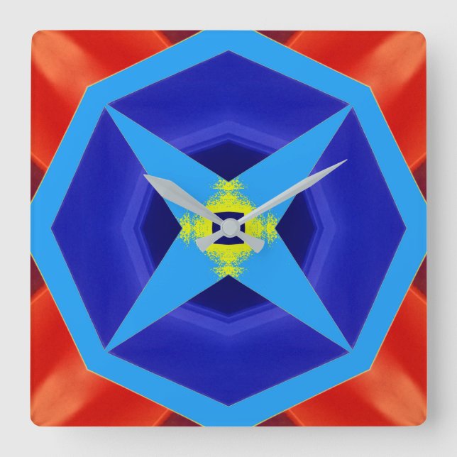 Vägglås, en färgstark klassisk design fyrkantig klocka (Framsida)