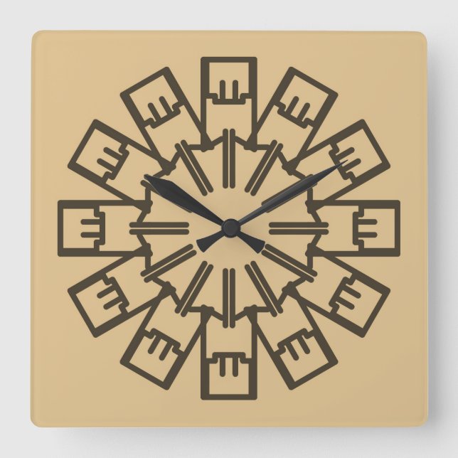 Vägglås, en multifärgad för elegant, klassisk S-ut Fyrkantig Klocka (Framsida)