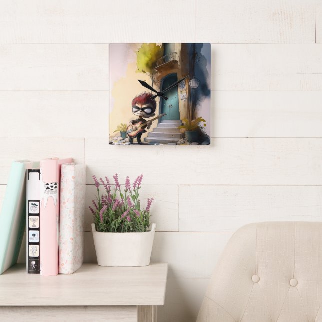 Vägglås för "Adventurous Little Explorer" - A Whim Fyrkantig Klocka (Läsesal)