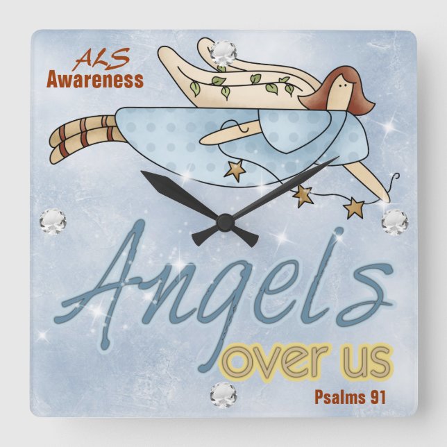 Vägglås för ALS-medvetandegörandefyrkant Fyrkantig Klocka (Framsida)