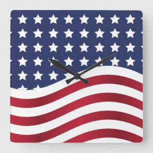 Vägglås för amerikanska Flagga och Rand Fyrkantig Klocka