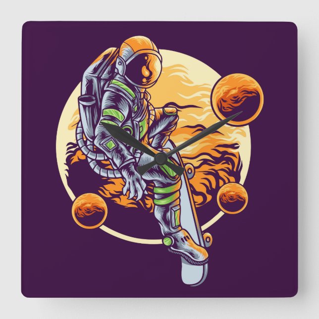 Vägglås för astronautkvadrat fyrkantig klocka (Framsida)