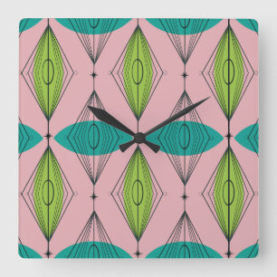 Vägglås för atomRosa och gravmurar Fyrkantig Klocka