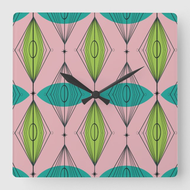 Vägglås för atomRosa och gravmurar Fyrkantig Klocka (Framsida)