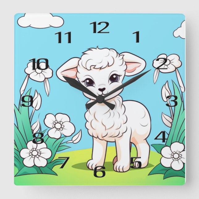 Vägglås för blå Anka Fyrkantig Klocka (Framsida)