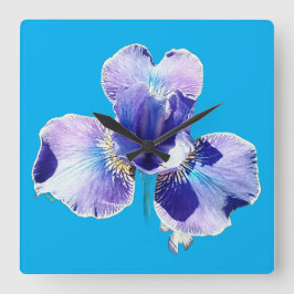 Vägglås för blå blomma fyrkantig klocka