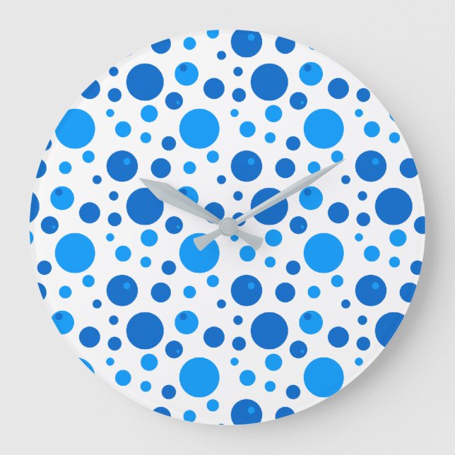 Vägglås för blå Polka dots och cirklar Stor Klocka (Framsida)