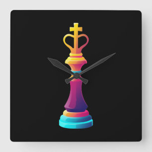 Vägglås för Chess Kung Fyrkantig Klocka