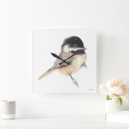 Vägglås för Chickadee Art Square Fyrkantig Klocka