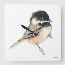 Vägglås för Chickadee Art Square Fyrkantig Klocka