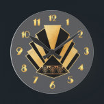 Vägglås för cirkelformad konsthändelse Stil Rund Klocka<br><div class="desc">Jag har skapat den vackra cirkeln Art Deco stil väggklocka i grått, svart och guld. Jag kärlek resultaten! Gråttets bakgrund gör den här klockan sofistikerad. Jag skulle ha den här klockan i kärlek i mitt hem. Sooo Art Deco och verkligen skulle se bra ut i någons hem. En aning klass!...</div>