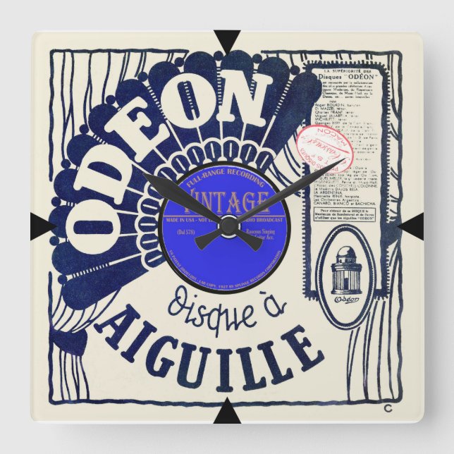 Vägglås för Fransk av vintage Fyrkantig Klocka (Framsida)