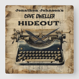 Vägglås för fungerande manuell skrivmaskin fyrkantig klocka