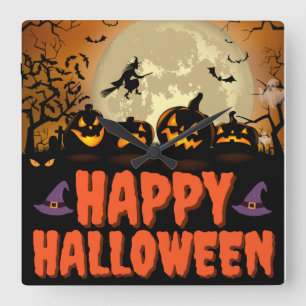 Vägglås för happy halloween-natten fyrkantig klocka