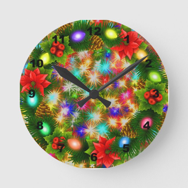 Vägglås för jul- och nyårsmätning rund klocka (Framsida)