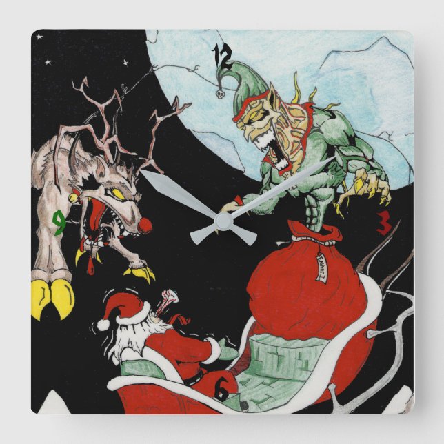 Vägglås för julmardrömmen fyrkantig klocka (Framsida)