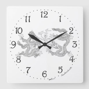 Vägglås för kinesiska Dubblor, drakorgen Fyrkantig Klocka