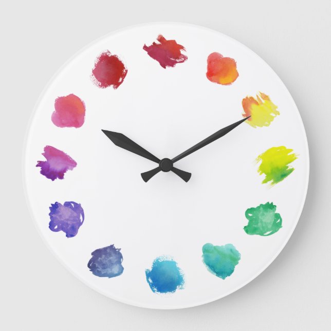 Vägglås för konstnärer med vattenfärgspalett stor klocka (Framsida)
