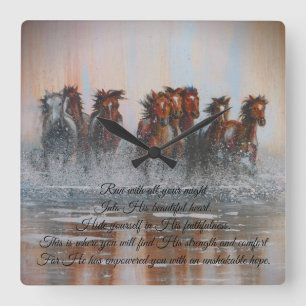 Vägglås för löphästar fyrkantig klocka